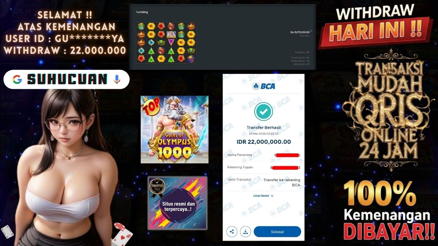 SUHUCUAN JACKPOT SLOT GATES OF OLYMPUS 1000